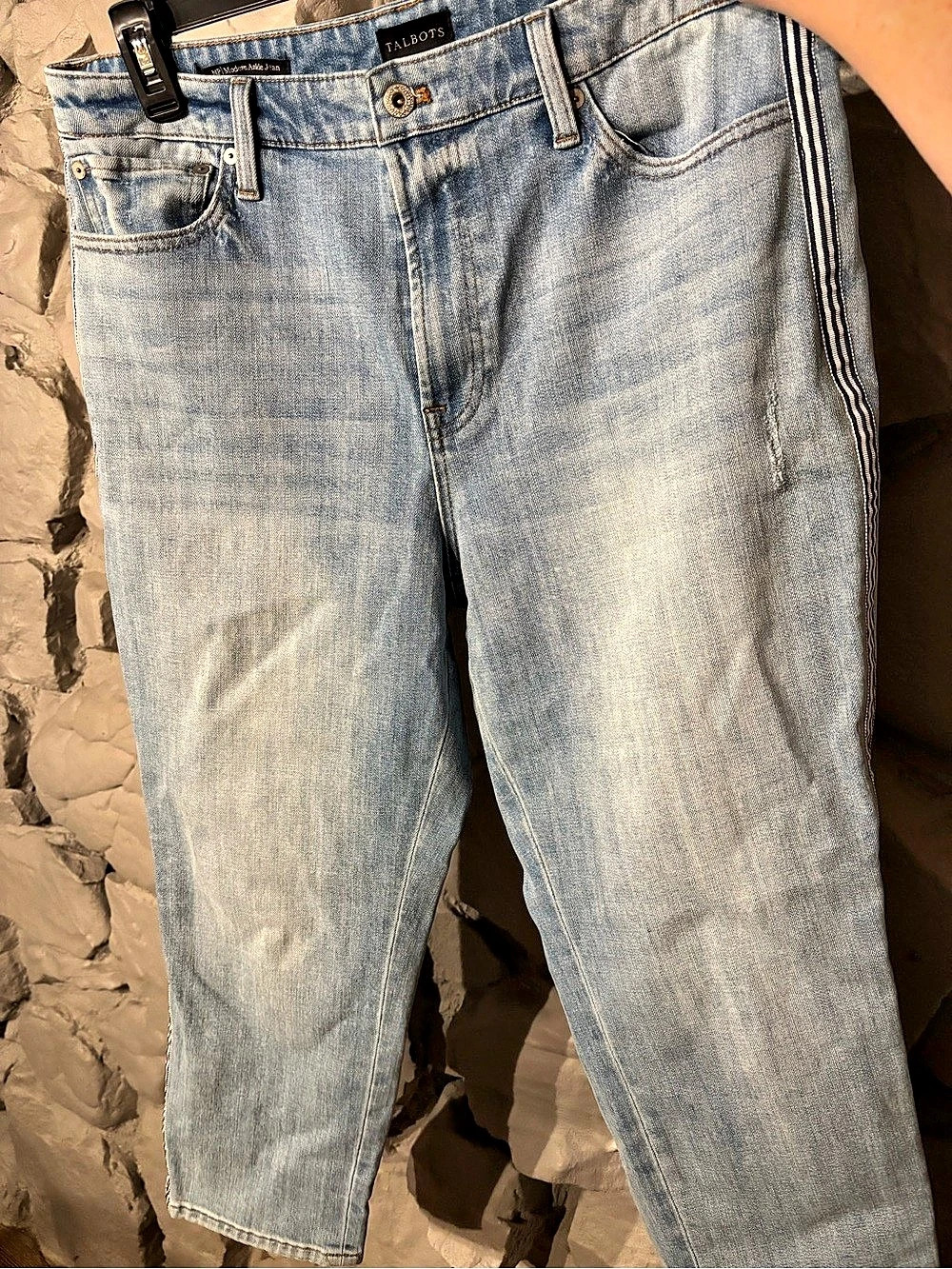 Talbots Modern Ankle Jean with Side Stripe Color Block Blue Jeans